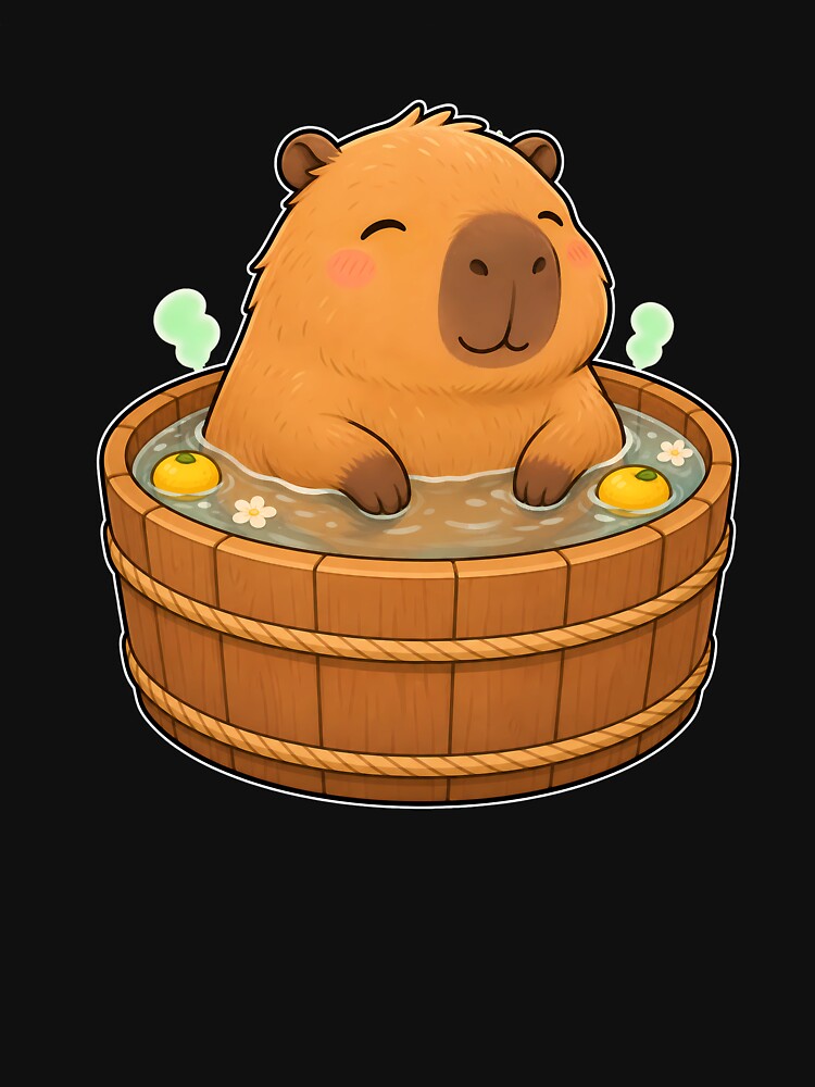 Cute Capybara Relaxing in an Ofuro Hot Spring by LuisWorks