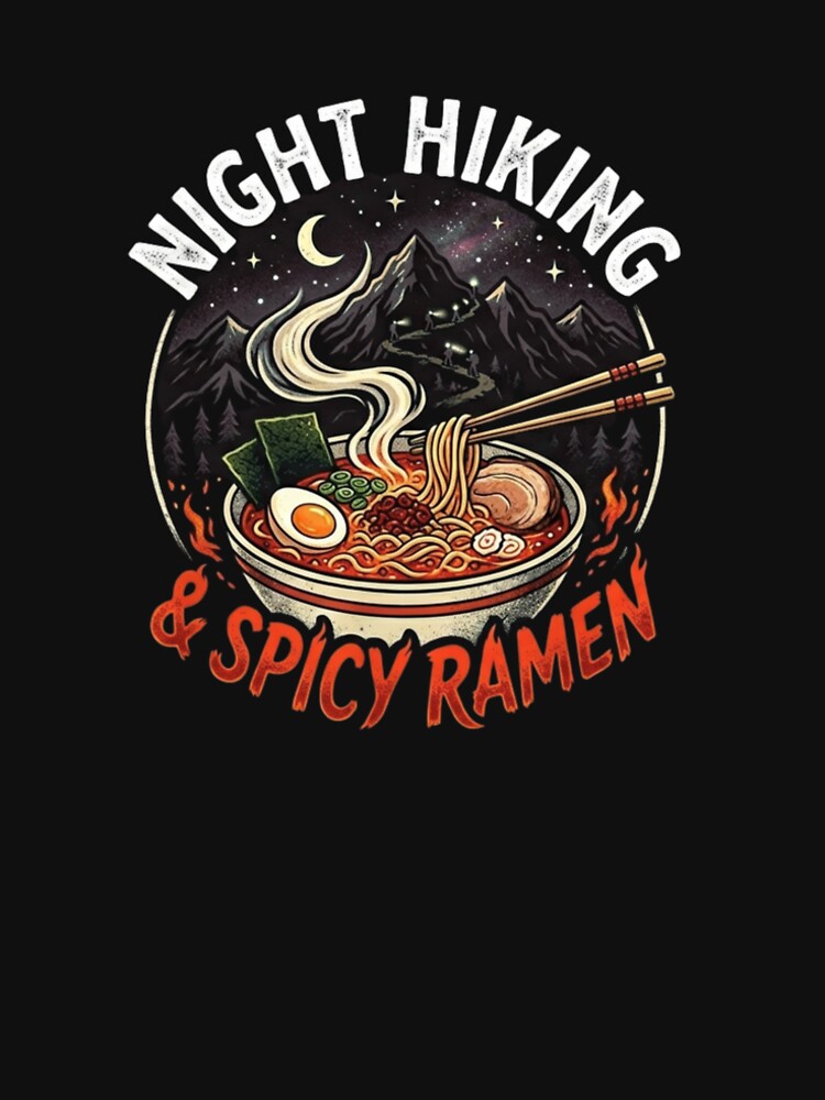 Night Hiking and Spicy Ramen Mountain Adventure Retro by Jaroslaw-S