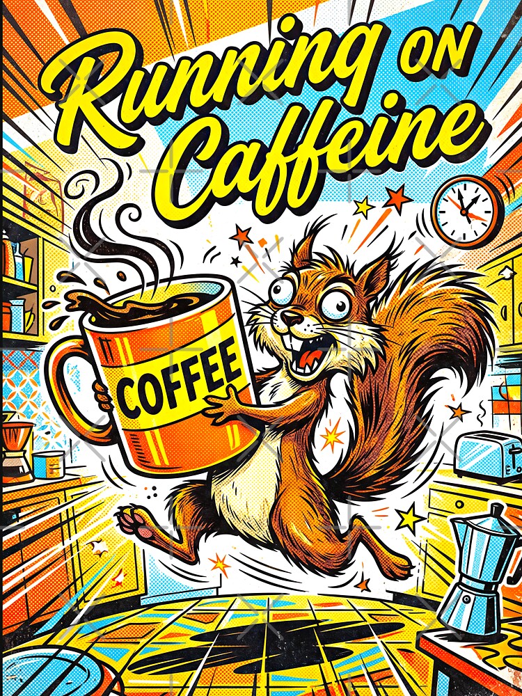 Running On Caffeine Funny Coffee Squirrel Chaos by TeeARTHY