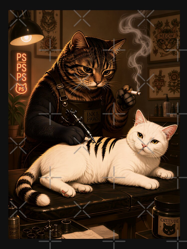 Ink & Paws Cat Tattoo Artist by Arcaucil