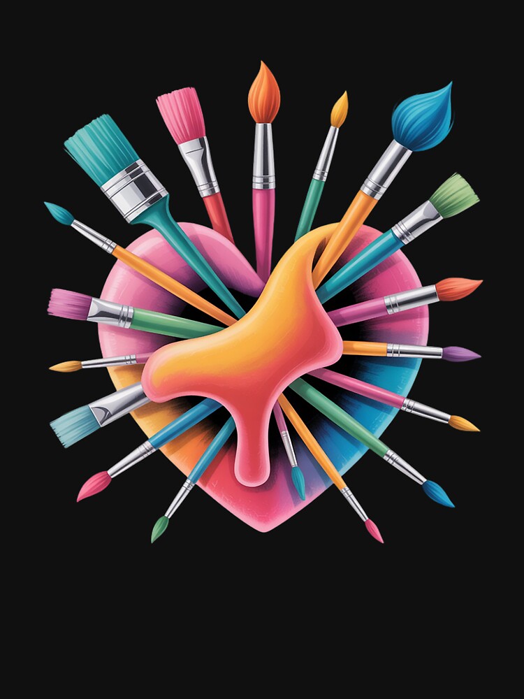 Cool Brush Heart Shape Art Teacher Paint for Artist Painter by angolinnArt