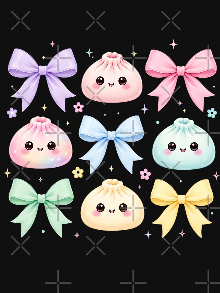 Kawaii Dumpling Bows Cute Pastel Anime Food Aesthetic by bilal sibgui