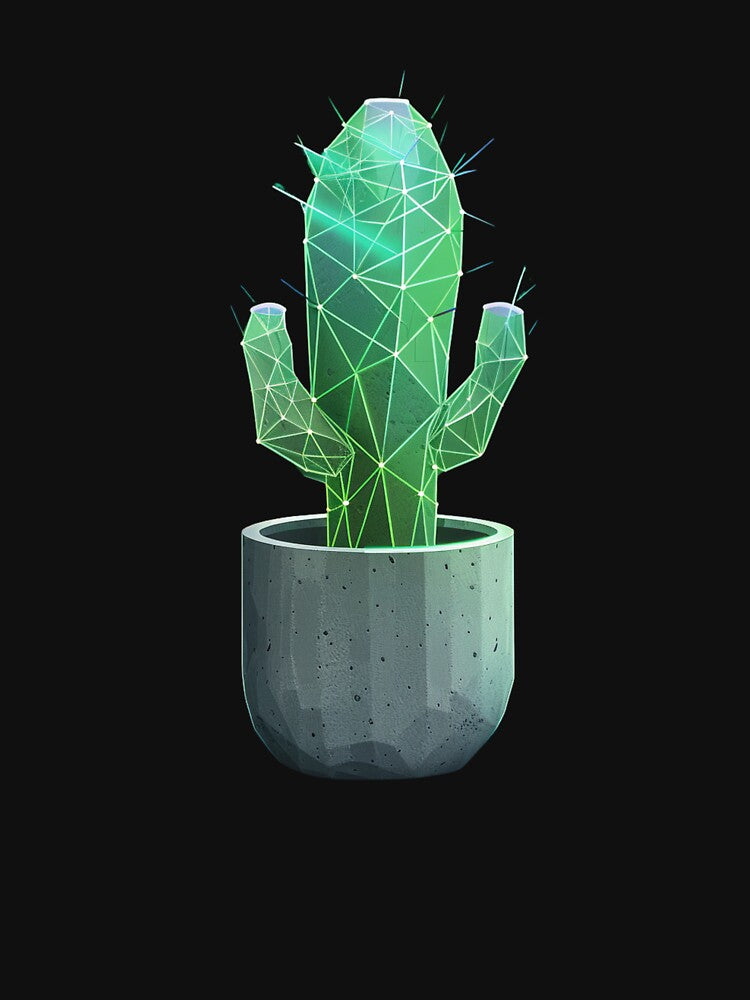Neon Glowing Cactus Art - Minimalist Plant Design by STATIC SOUL