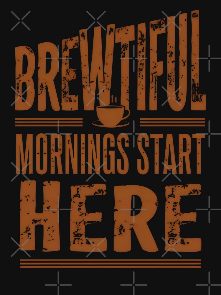 Brewtiful Mornings Start Here Funny Coffee Puns by DemureArtsy