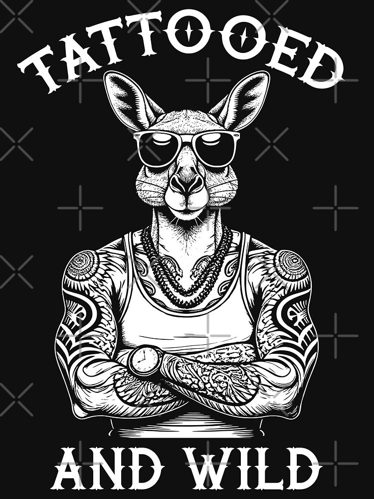 Tattooed And Wild Funny Inked Kangaroo Animal Tattoo Lover by GrandeDuc