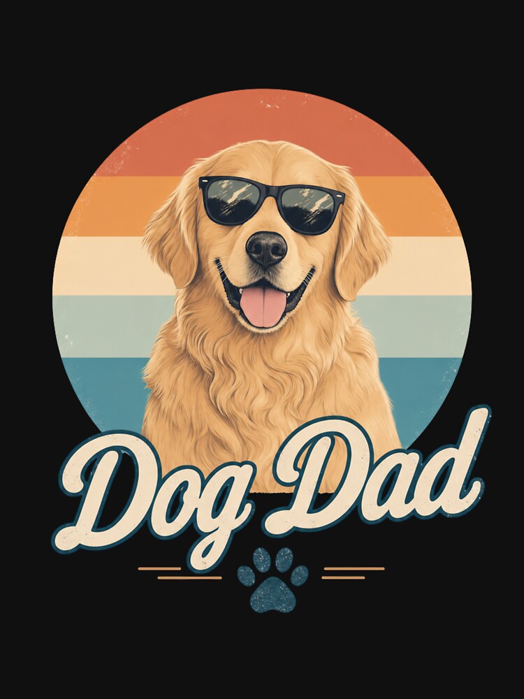 Vintage Golden Retriever Dog Dad Kawaii Retro T-Shirt & Sticker by Ashley critters