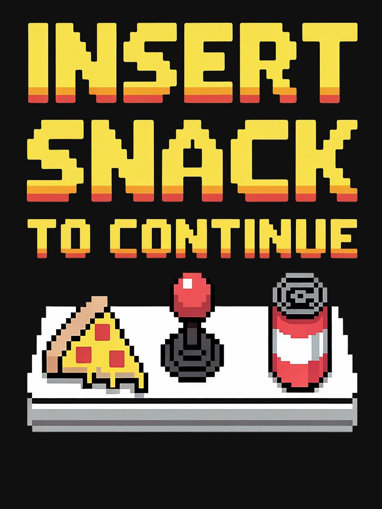Insert Snack to Continue Gamer Pixel Arcade by Lucaseinar