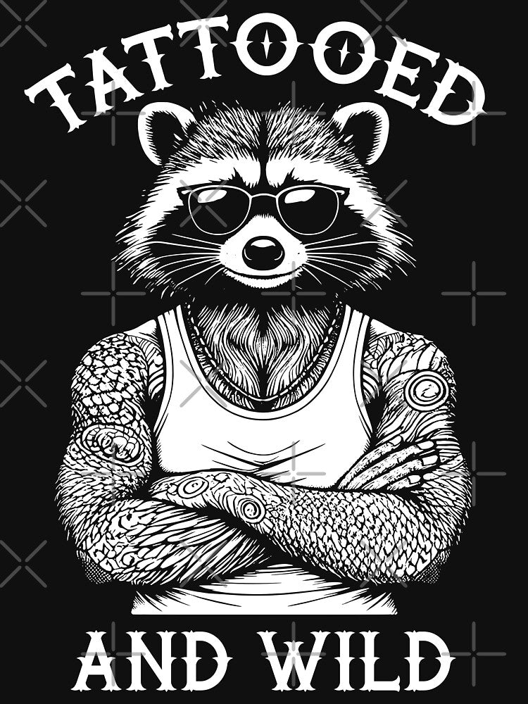 Tattooed And Wild Funny Inked Raccoon Animal Tattoo Lover by GrandeDuc