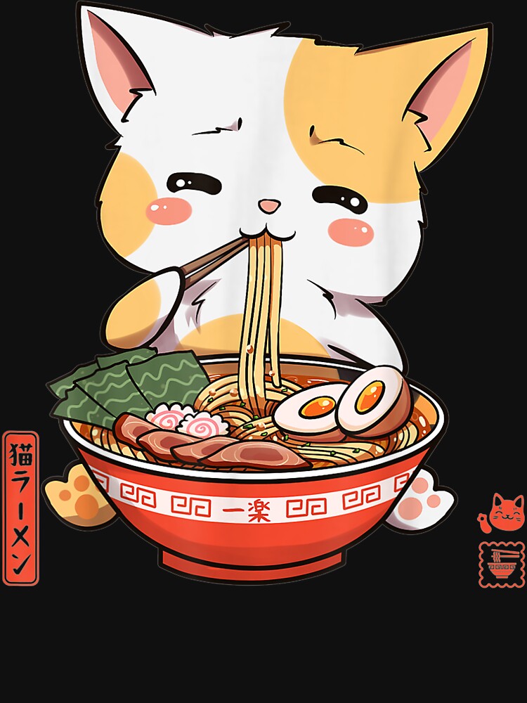 Ramen Cute Ramen Cat Japanese Noodle Funny Anime by JosephFineArts