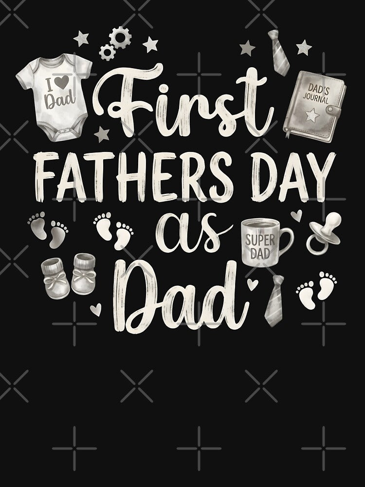 Black and White First Father's Day Gift - New Dad Keepsake Design by SideKickCreates
