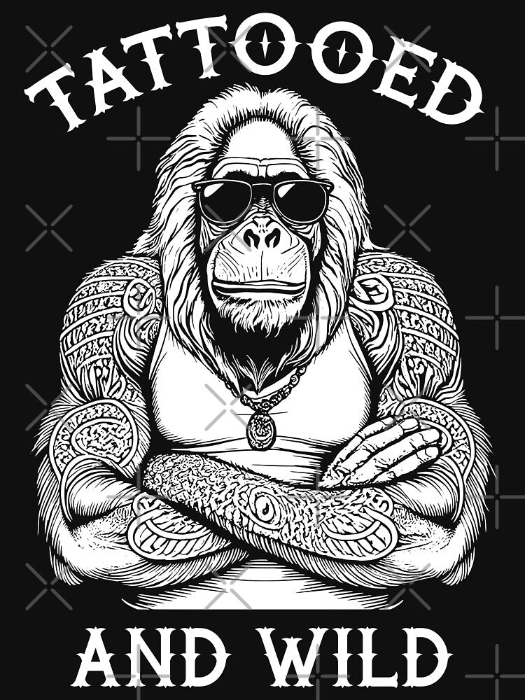 Tattooed And Wild Funny Inked Orangutan Animal Tattoo Lover by GrandeDuc