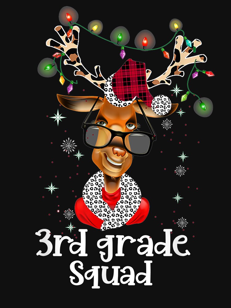 3rd Grade Squad Plaid Reindeer Santa Hat Teacher Christmas by MinihutUS2022