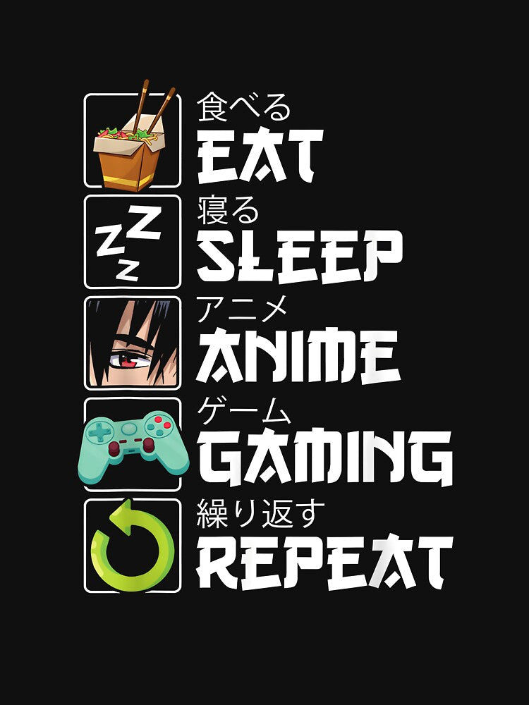 Eat Sleep Anime Gaming Repeat Kawaii Otaku Anime Manga by ChestOutLoud