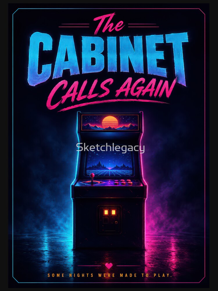 The Cabinet Calls Again Neon Arcade Poster by Sketchlegacy