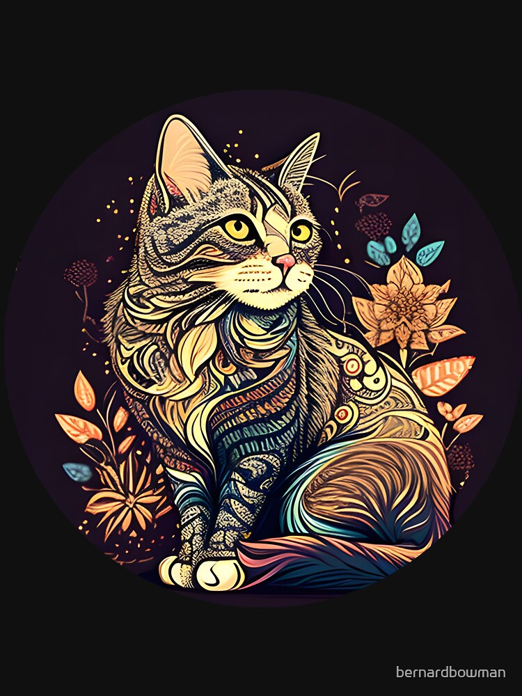 Boho Cat Art Vintage Colorful Lover Design by bernardbowman
