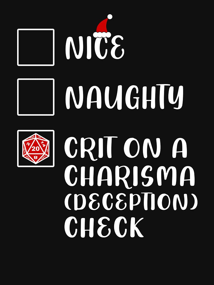 Funny Nice Naughty D20 Crit On Charisma Deception Check Christmas by BazaarTrades