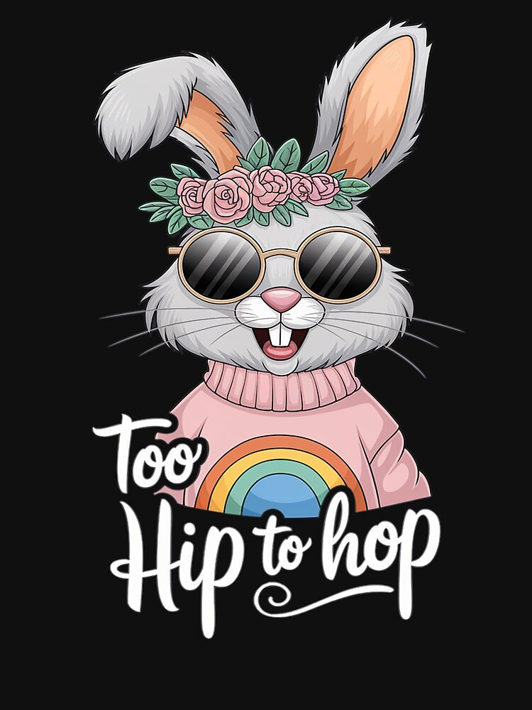 Cool Boho Hip Bunny Spring Floral Pastel Rainbow Chic Easter by LanNasishop
