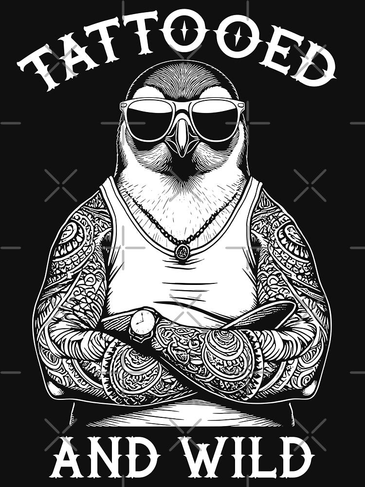 Tattooed And Wild Funny Inked Penguin Animal Tattoo Lover by GrandeDuc