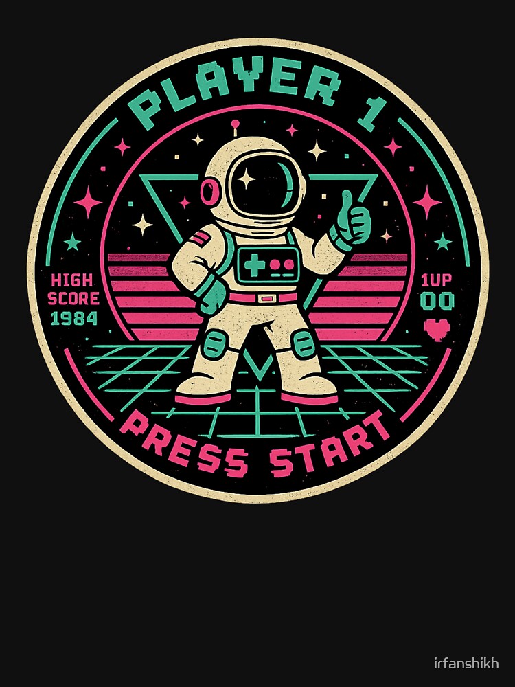 Astronaut Player 1 High Score Arcade - Retro Gaming by irfanshikh