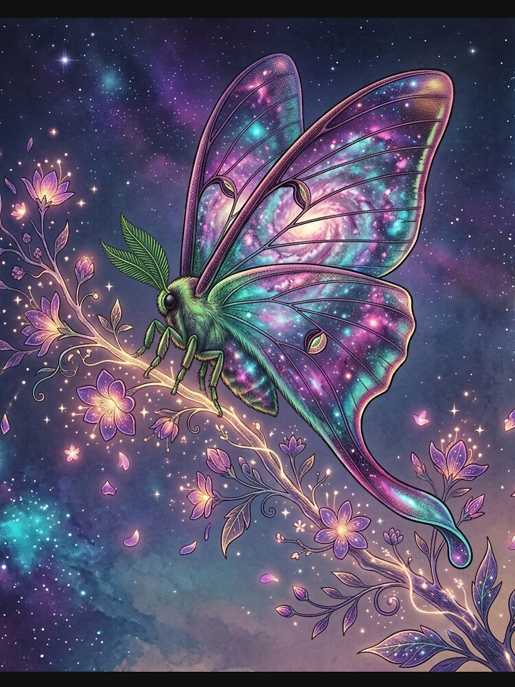 Celestial Luna Moth Spiral Galaxy Vintage Space by Leafs With Luna