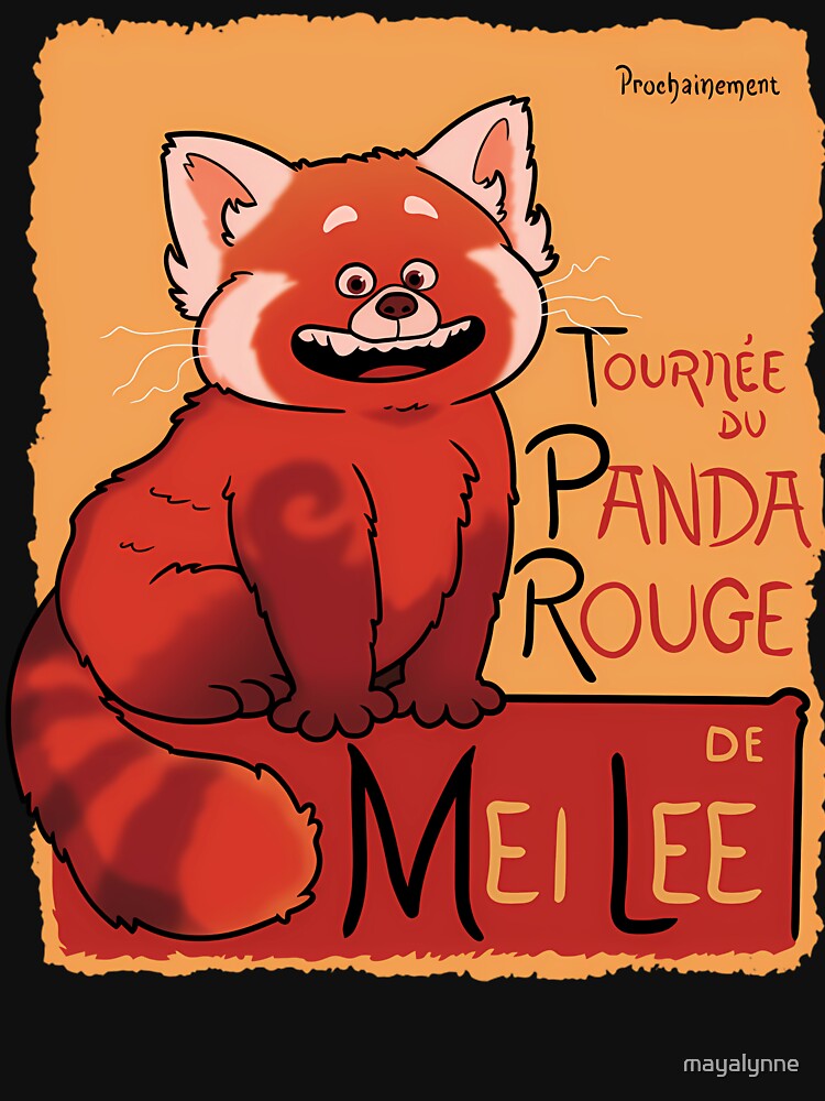 Smiling Fluffy Red Panda Cartoon French Typography by mayalynne