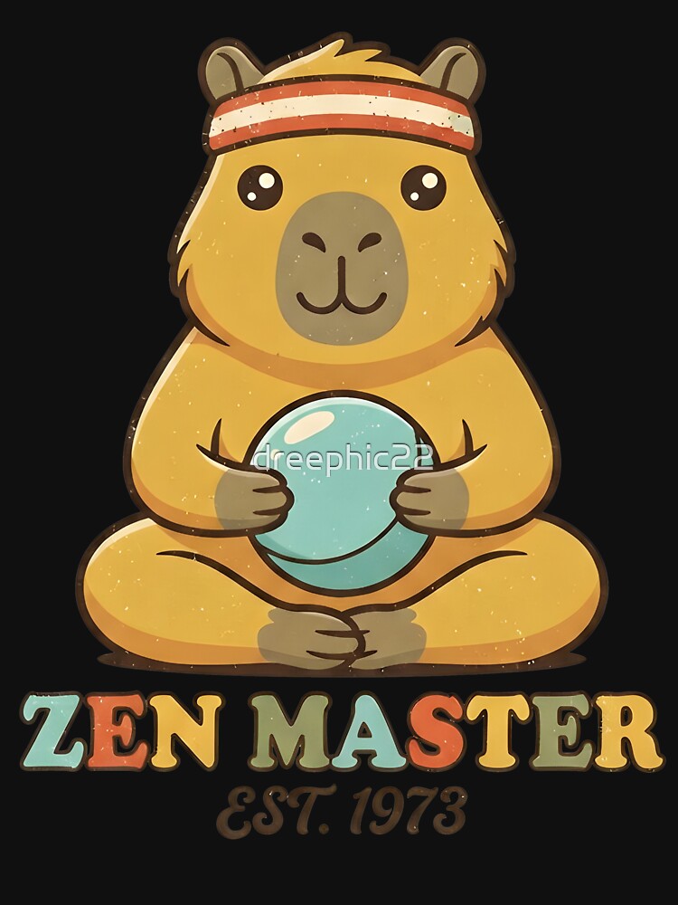 Zen Master Capybara Chill Retro 70s Style Cute Meditation Animal by dreephic22