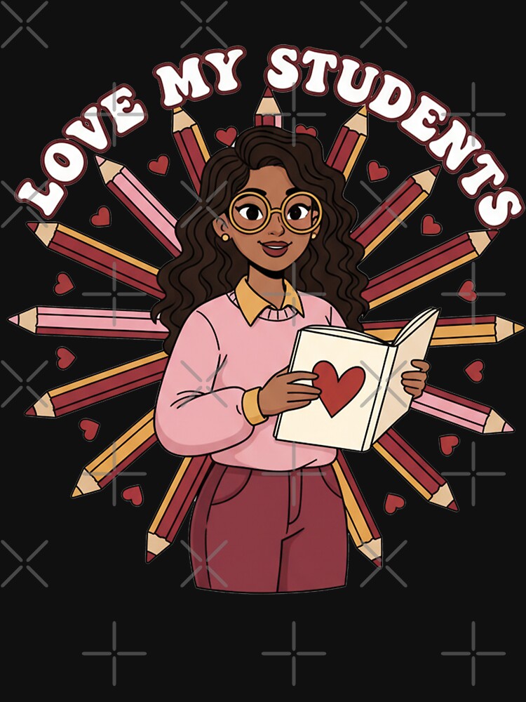 Love My Students Cute Black Teacher Illustration by InkRebelprint