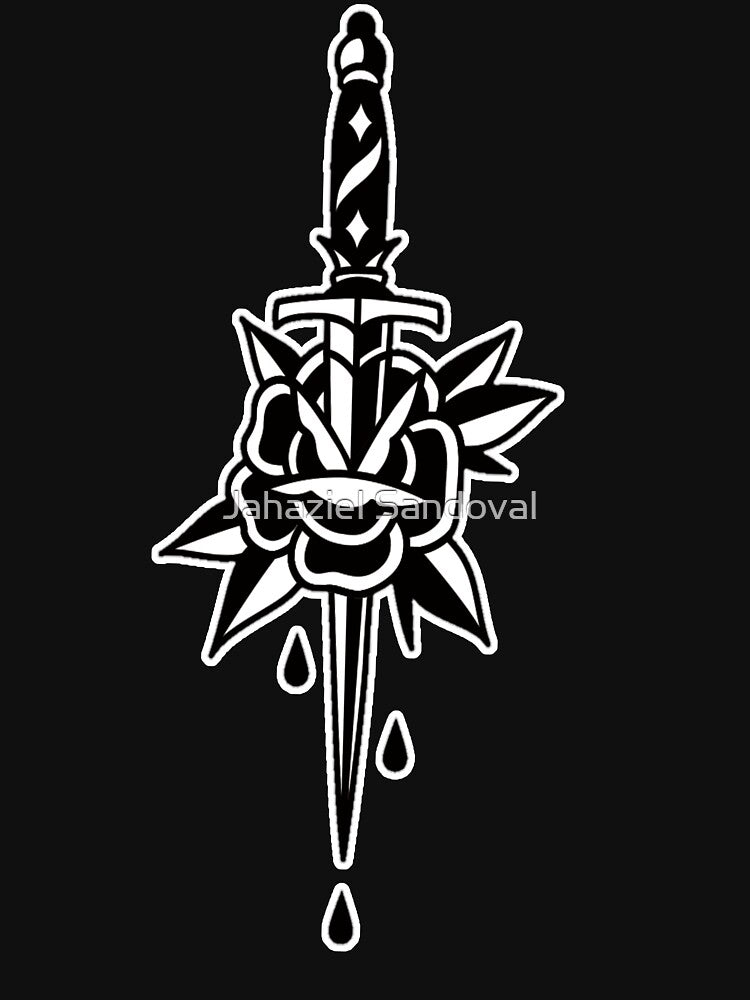 Dagger with Rose Tattoo Design by Jahaziel Sandoval