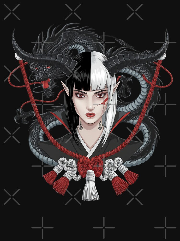 Gothic Dragon Woman Empress Gothic Fantasy Art Tee for Anime by splonkss