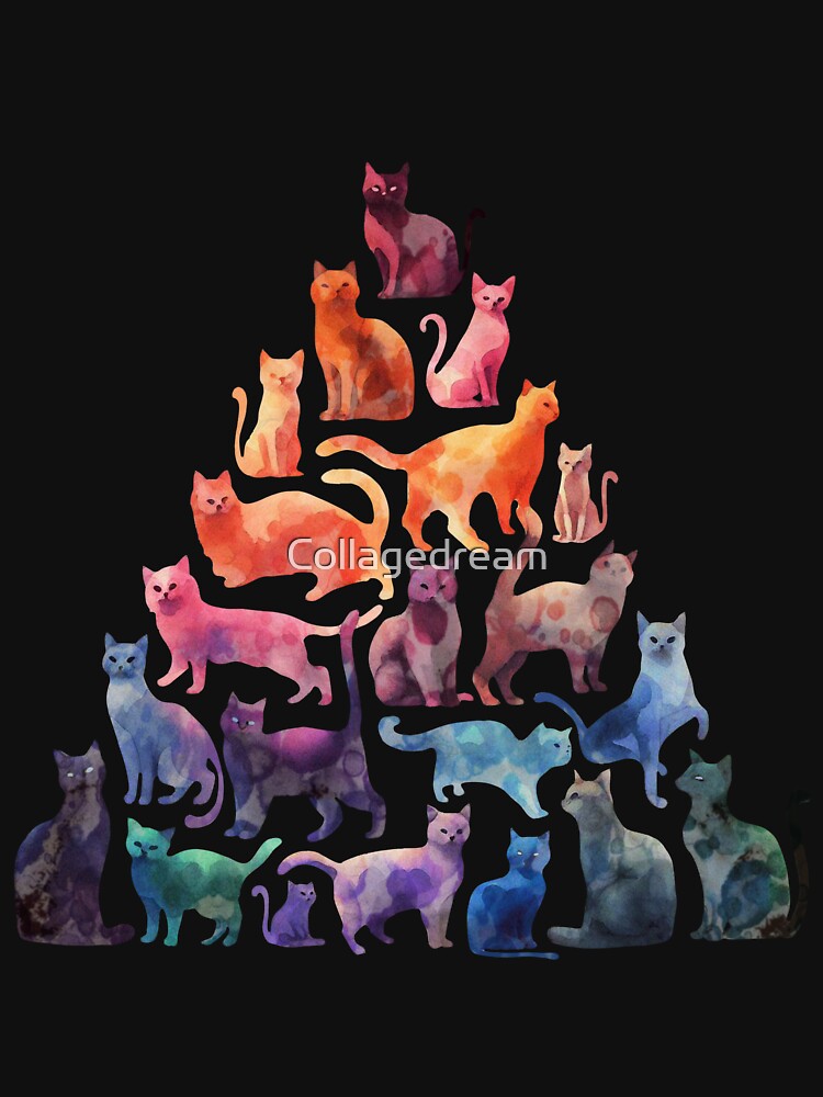 Cat print, watercolor cat, cats silhouette, colorful cats by Collagedream