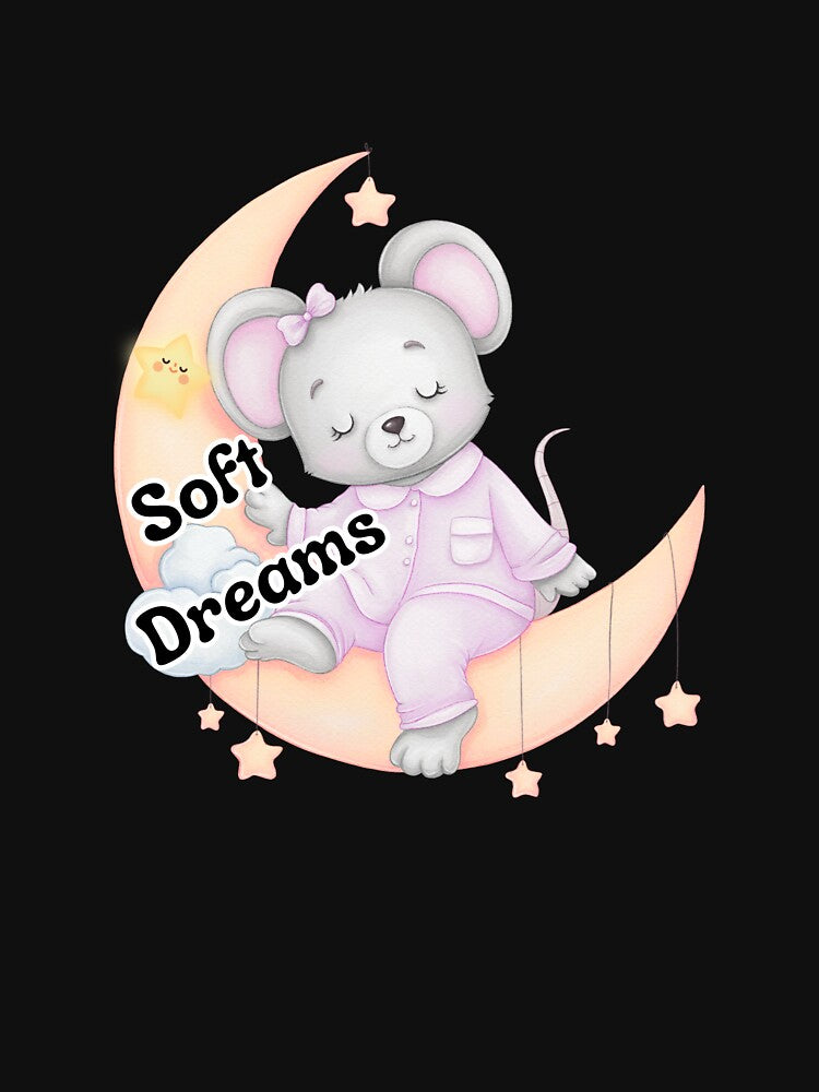 Soft Dreams Sleeping Mouse Sticker | Cute Pastel Moon Aesthetic | Cozy Night Vibes Design by Pandey14