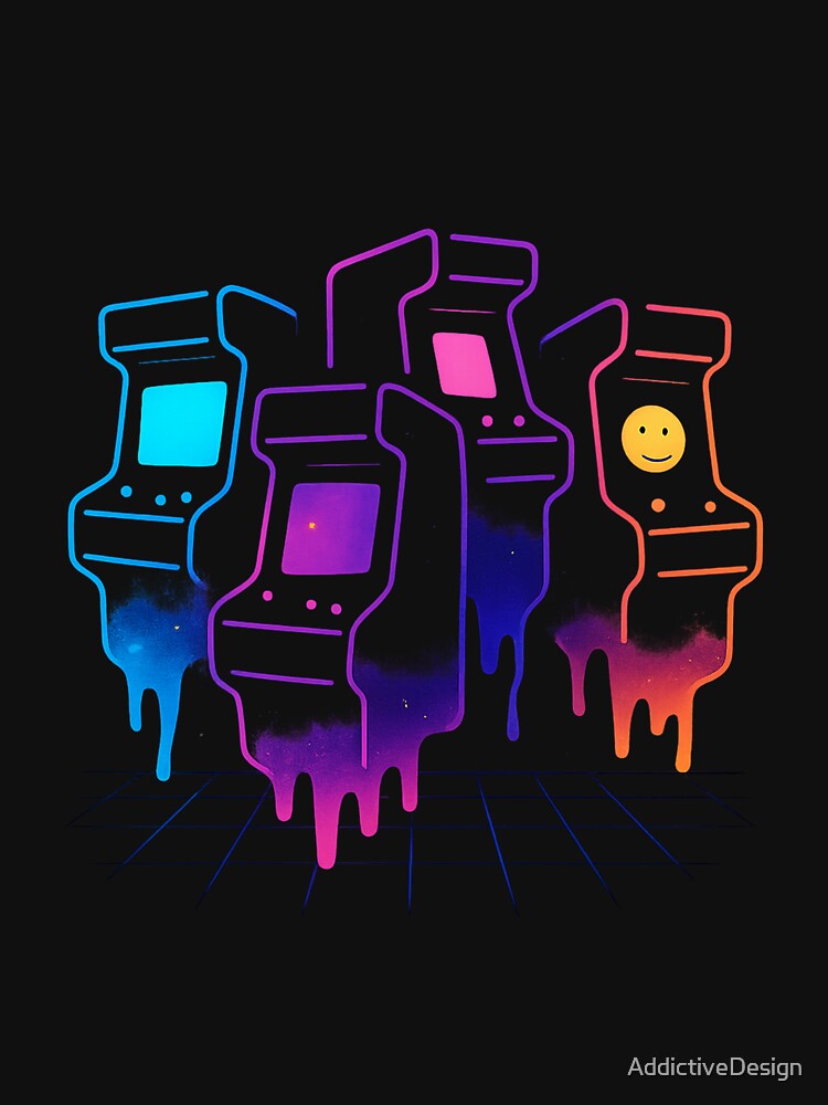 Arcade Afterlife – Neon Vaporwave Ghost Arcade Cabinets in Retro Cyberpunk Style by AddictiveDesign