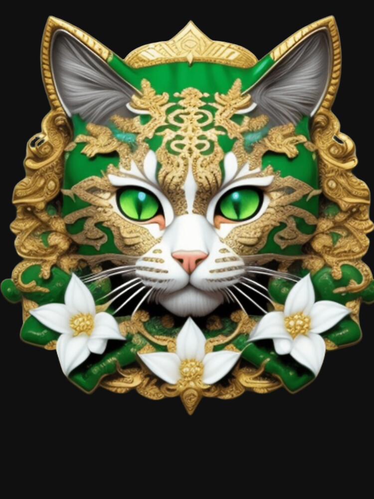 Cat with green and gold by Roxburylane