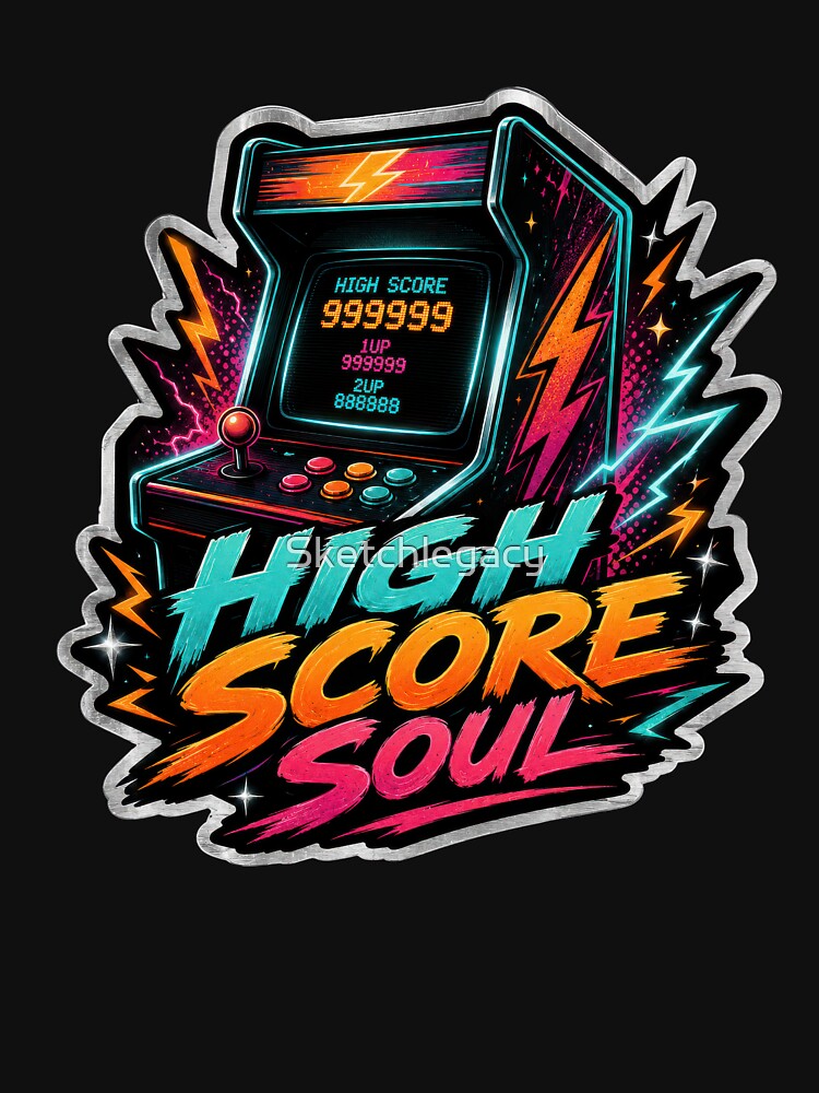 High Score Soul Retro Arcade Gamer Sticker by Sketchlegacy