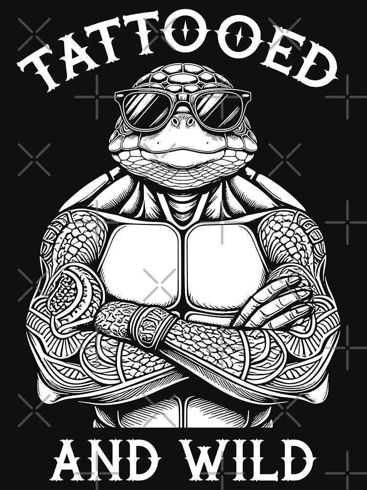 Tattooed And Wild Funny Inked Turtle Animal Tattoo Lover by GrandeDuc