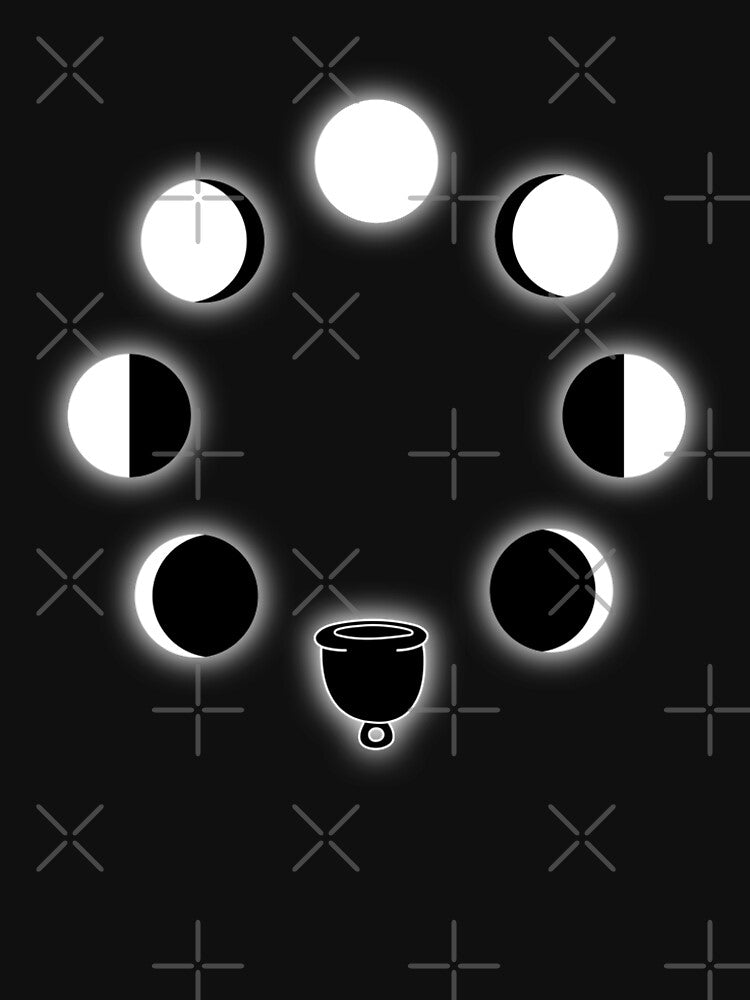 Moon cycle mestruation cup Moon cycle black and white by GruenesKueken