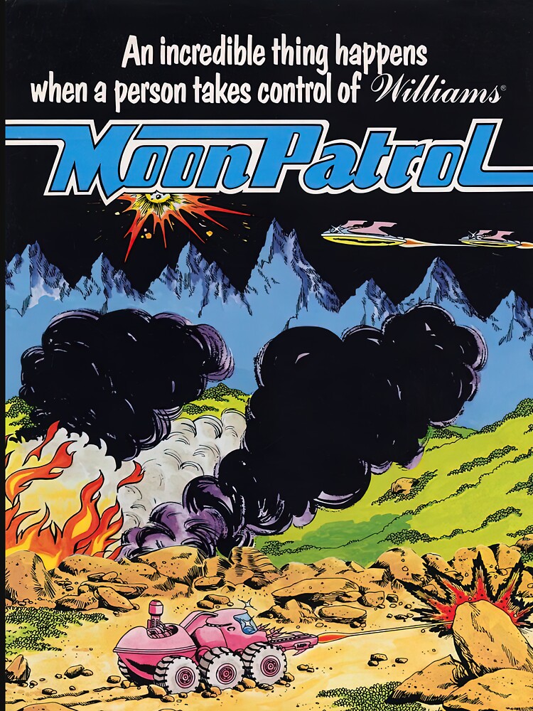 Moon Patrol Retro Arcade Game Cover Art by Retr0Tshirts