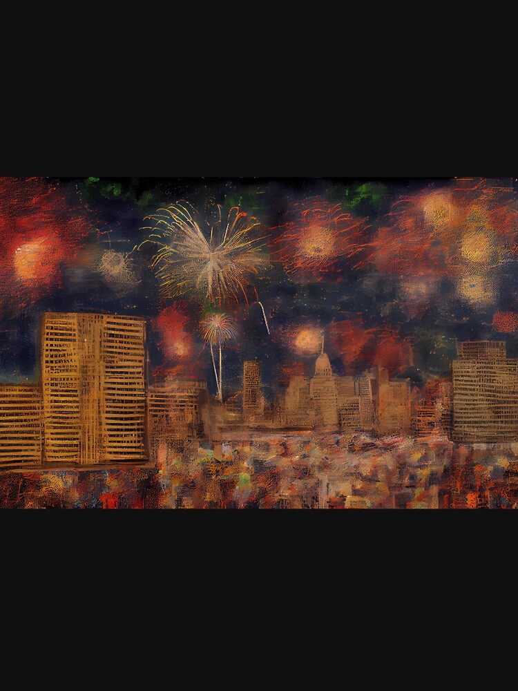 City skyline and firework by LonelyKraken