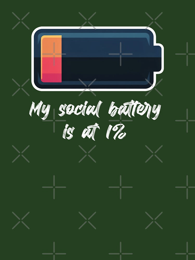 My Social Battery Is At 1% - Funny Introvert Gift T-Shirt by Art JSMY