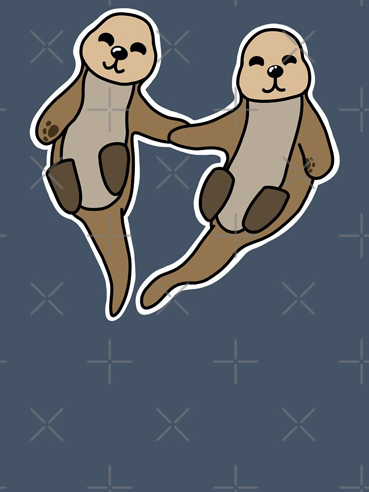 Otters Holding Hands In A Heart by BundaBear