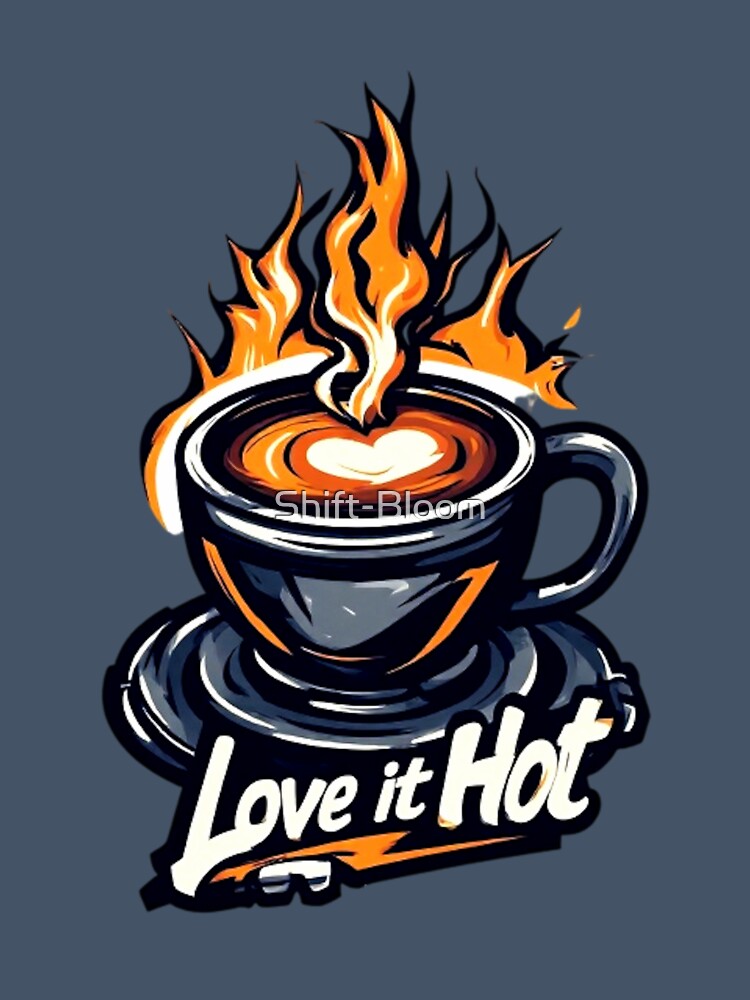 Love It Hot Coffee Logo | Mechanical Steam Gears Flame Cup Barista Design 02 by Shift-Bloom