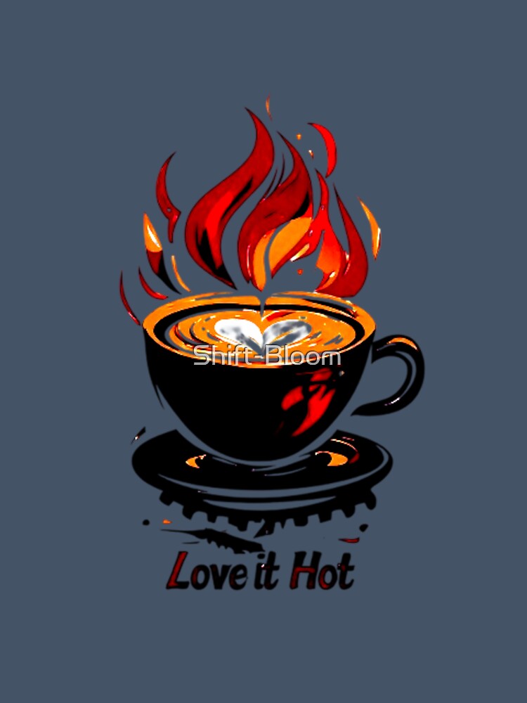Love It Hot Coffee Logo | Mechanical Steam Gears Flame Cup Barista Design 01 by Shift-Bloom