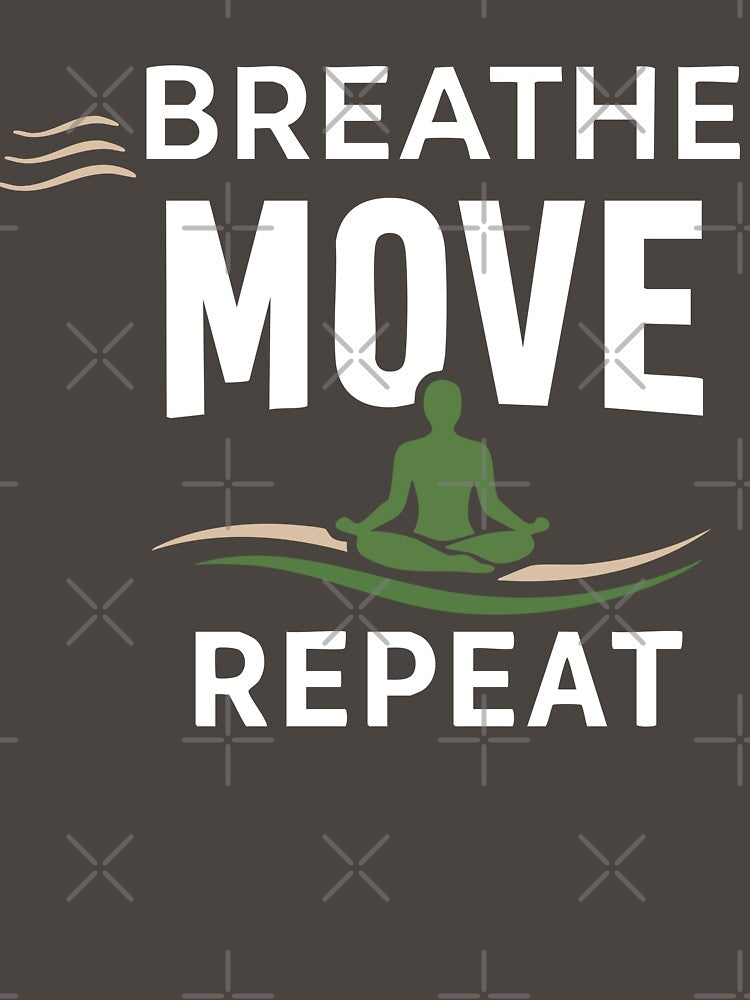 Breathe Move Repeat Yoga Minimalist Aesthetic Text by InkSpireSport