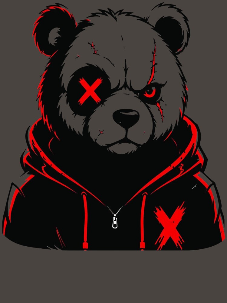Panda Dark Rebelle – Streetwear Mascot Hoodie Red Cross by RAYBIL