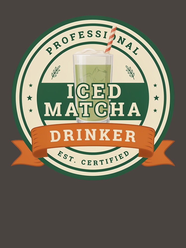 Professional Iced Matcha Drinker Certified Badge – Funny Matcha Lover Retro Design by ArcticFoxStudio