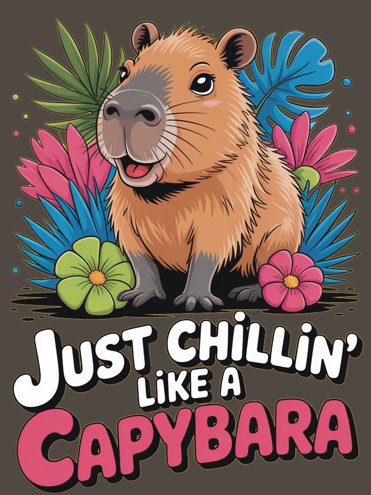 Just Chilling Like a Capybara – Cute Garden Vibes Art by DreamOnShirts