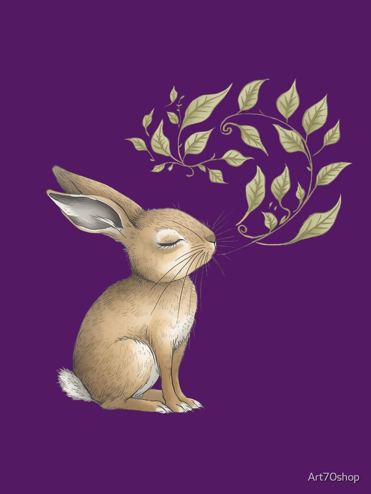 Mindful Bunny Illustration – Calm Pastel Rabbit Nursery Wall Art by Art70shop