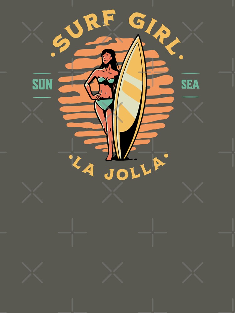 Surfer Girl Surfing La Jolla California by CattlettArt
