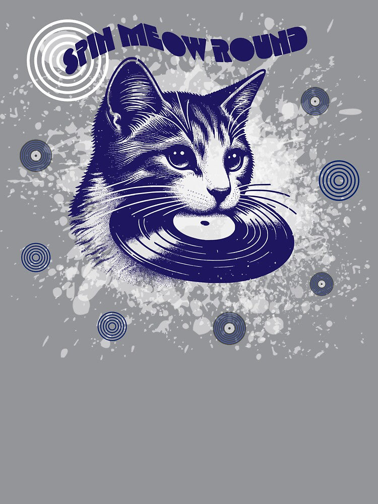 Spin Meow Round – Funny Cat Vinyl Record Music Lover Design by Sachie's Studio