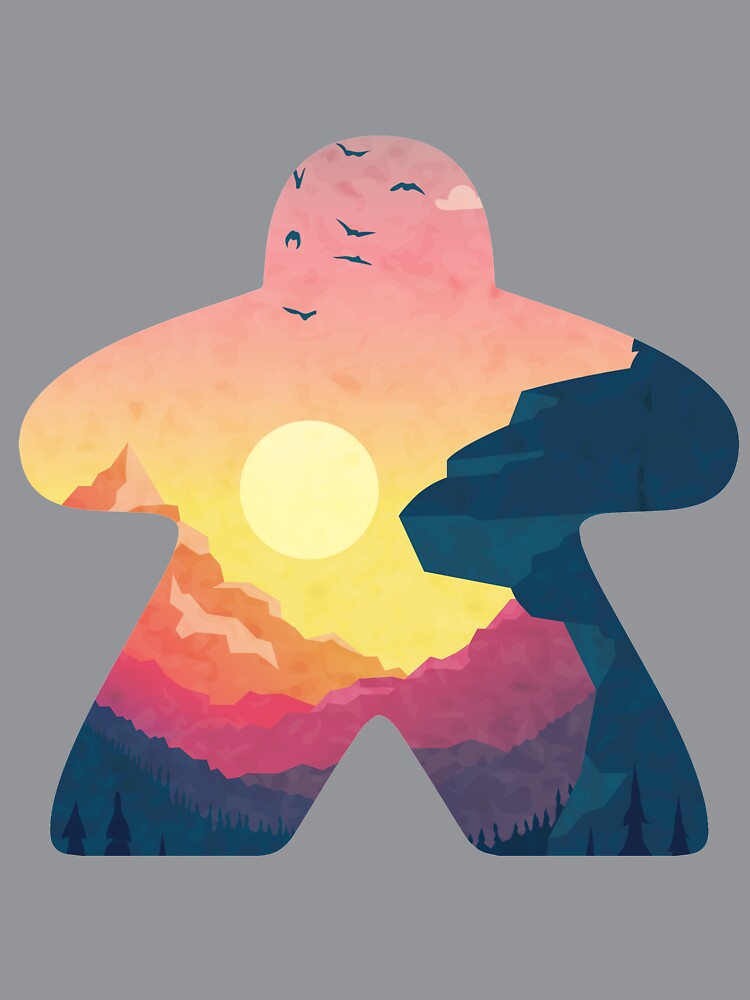 Mountain and Bird Adventure Meeple Board Game Scene by BeamGeeks